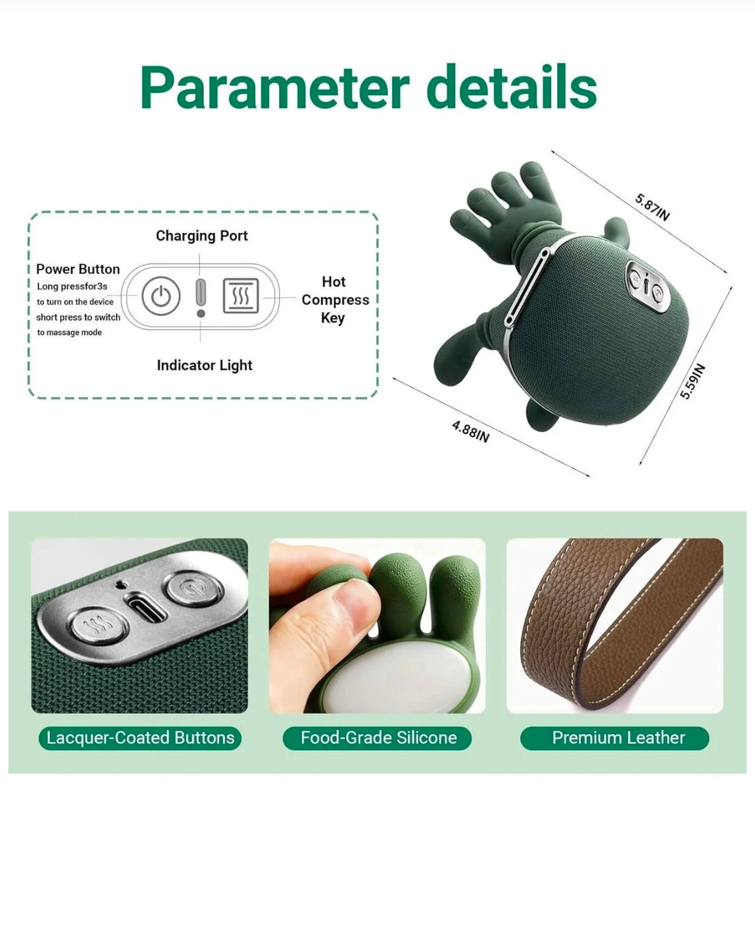 5-Finger Electric Neck & Shoulder Massager - Rechargeable Trapezius & Cervical Heat Therapy Pillow