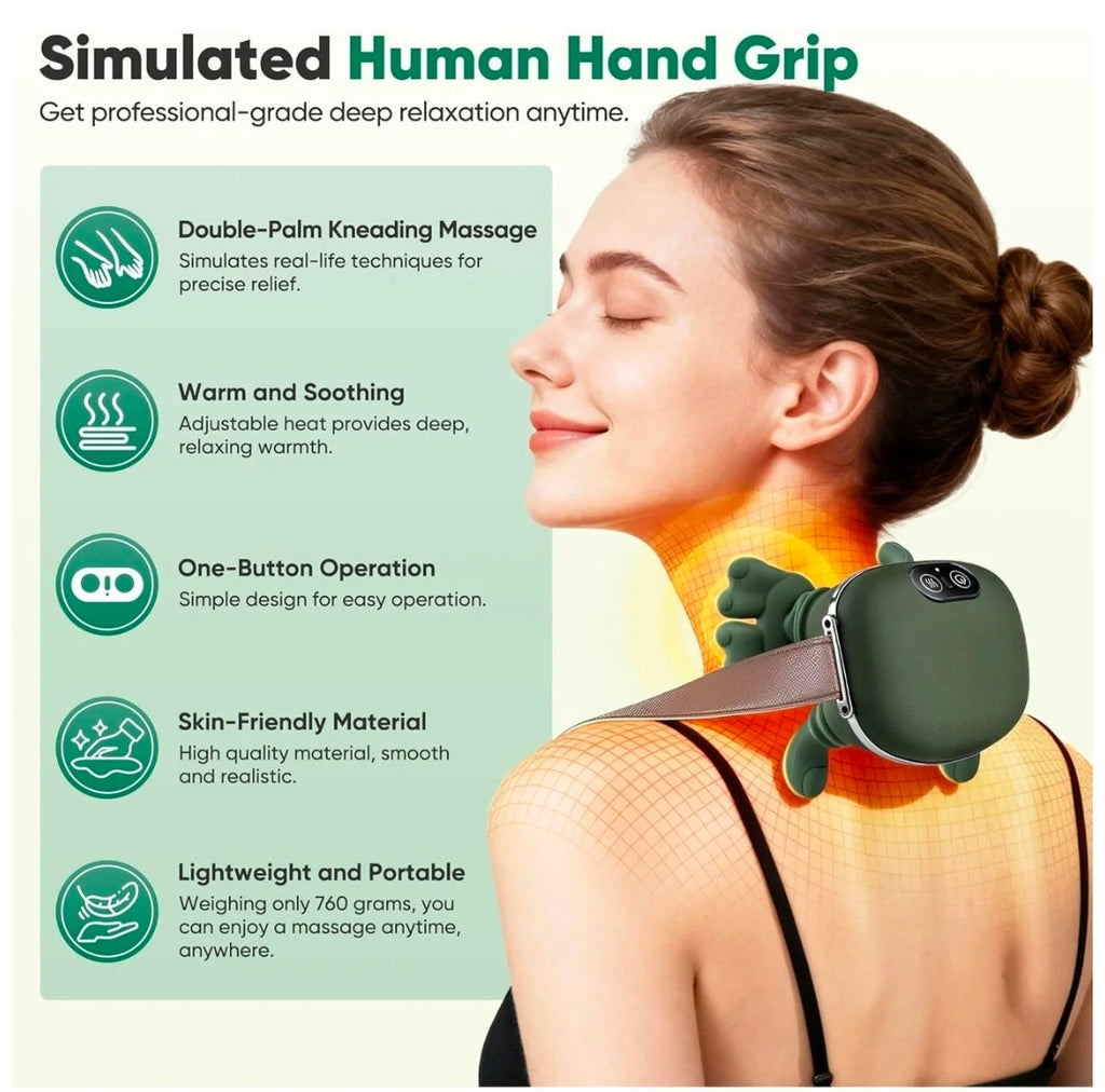 5-Finger Electric Neck & Shoulder Massager - Rechargeable Trapezius & Cervical Heat Therapy Pillow